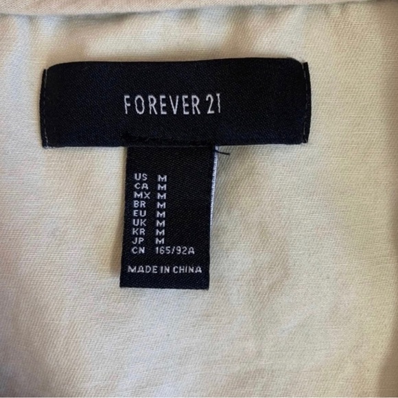 F21 Oatmeal Cream Neutral Beige Anorak Utility Cotton Jacket Size Medium - Picture 8 of 10